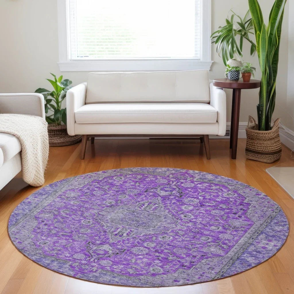 LOOMLAN Rugs Vexira Purple Washable Indoor-Outdoor Rug