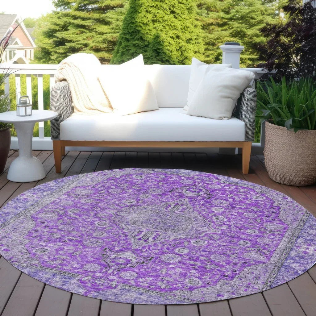 LOOMLAN Rugs Vexira Purple Washable Indoor-Outdoor Rug