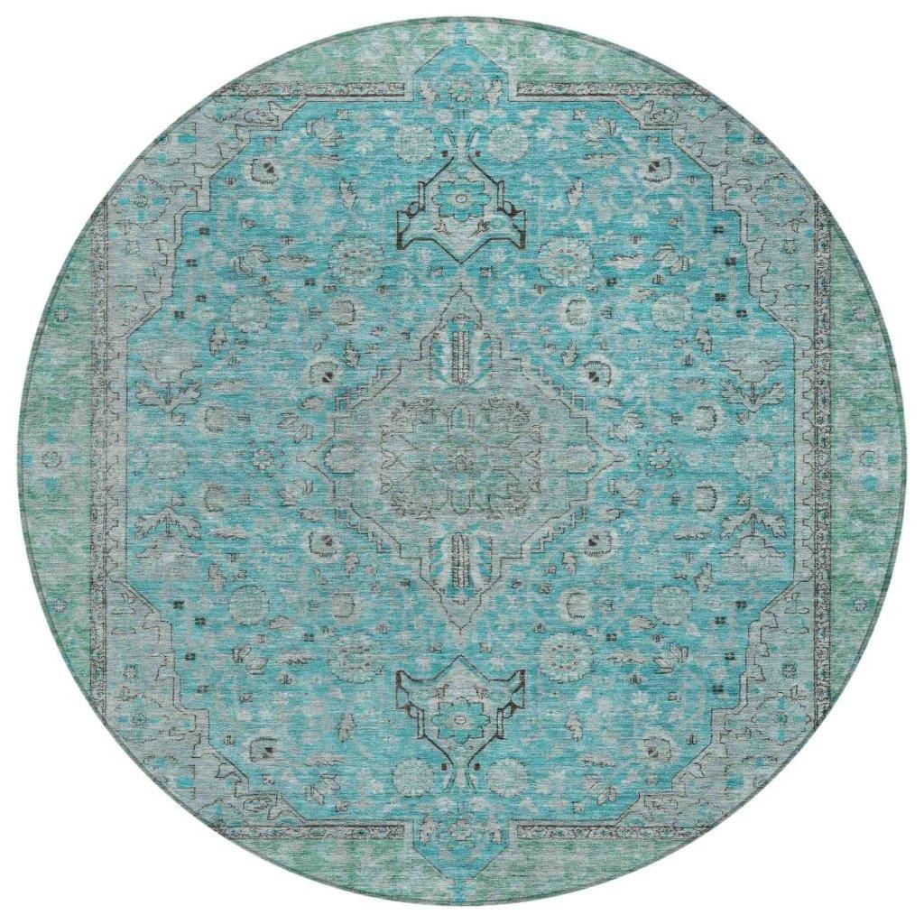 LOOMLAN Rugs Vexira Teal Washable Indoor-Outdoor Rug