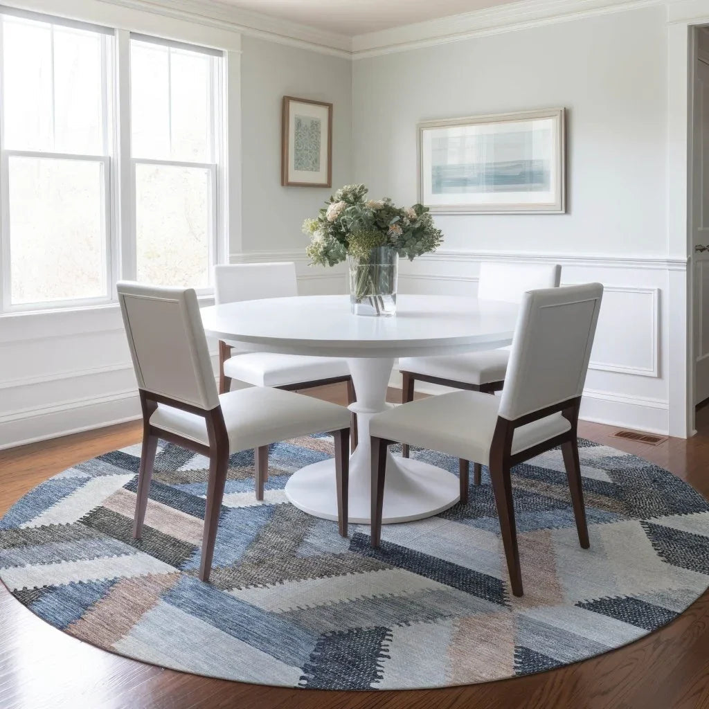 LOOMLAN Rugs Viella Blue Washable Indoor-Outdoor Rug