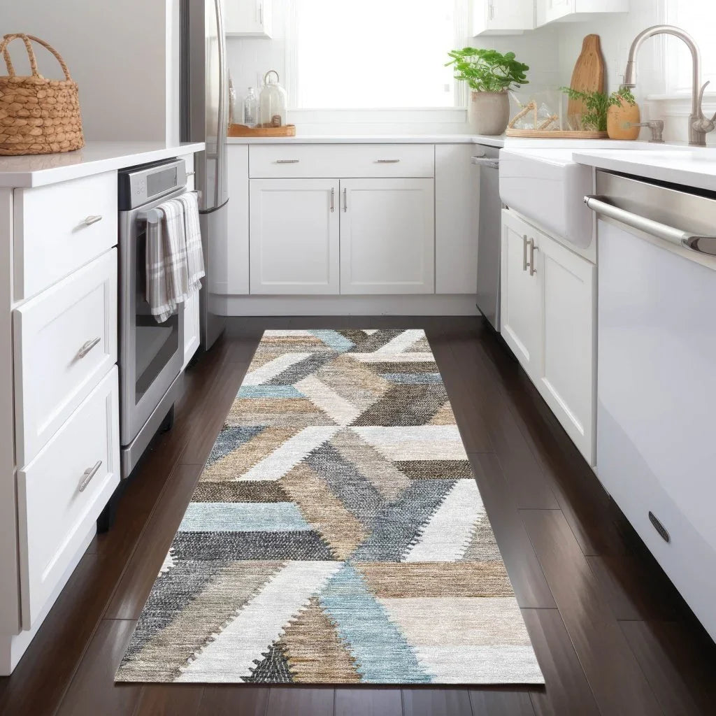 LOOMLAN Rugs Viella Brown Washable Indoor-Outdoor Rug