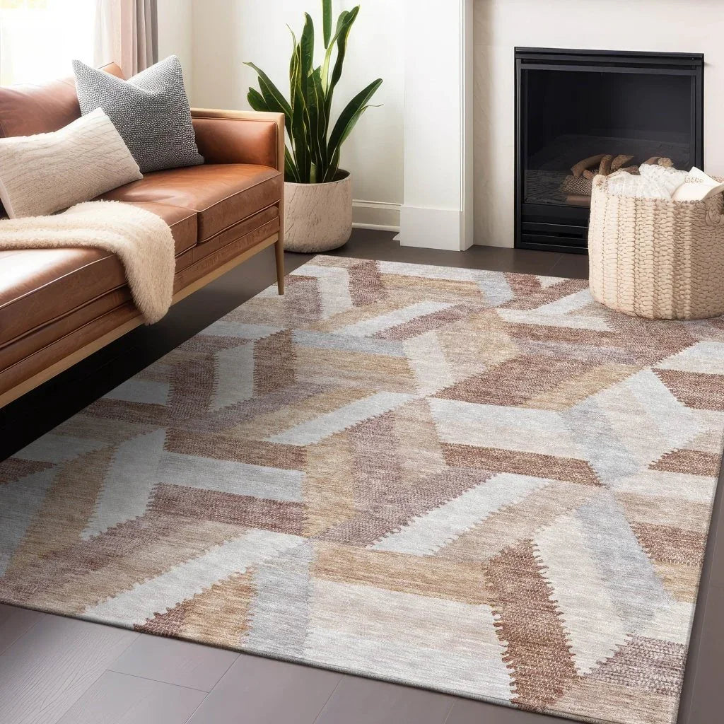 LOOMLAN Rugs Viella Orange Washable Indoor-Outdoor Rug