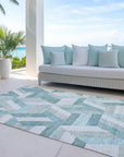 LOOMLAN Rugs Viella Teal Washable Indoor-Outdoor Rug