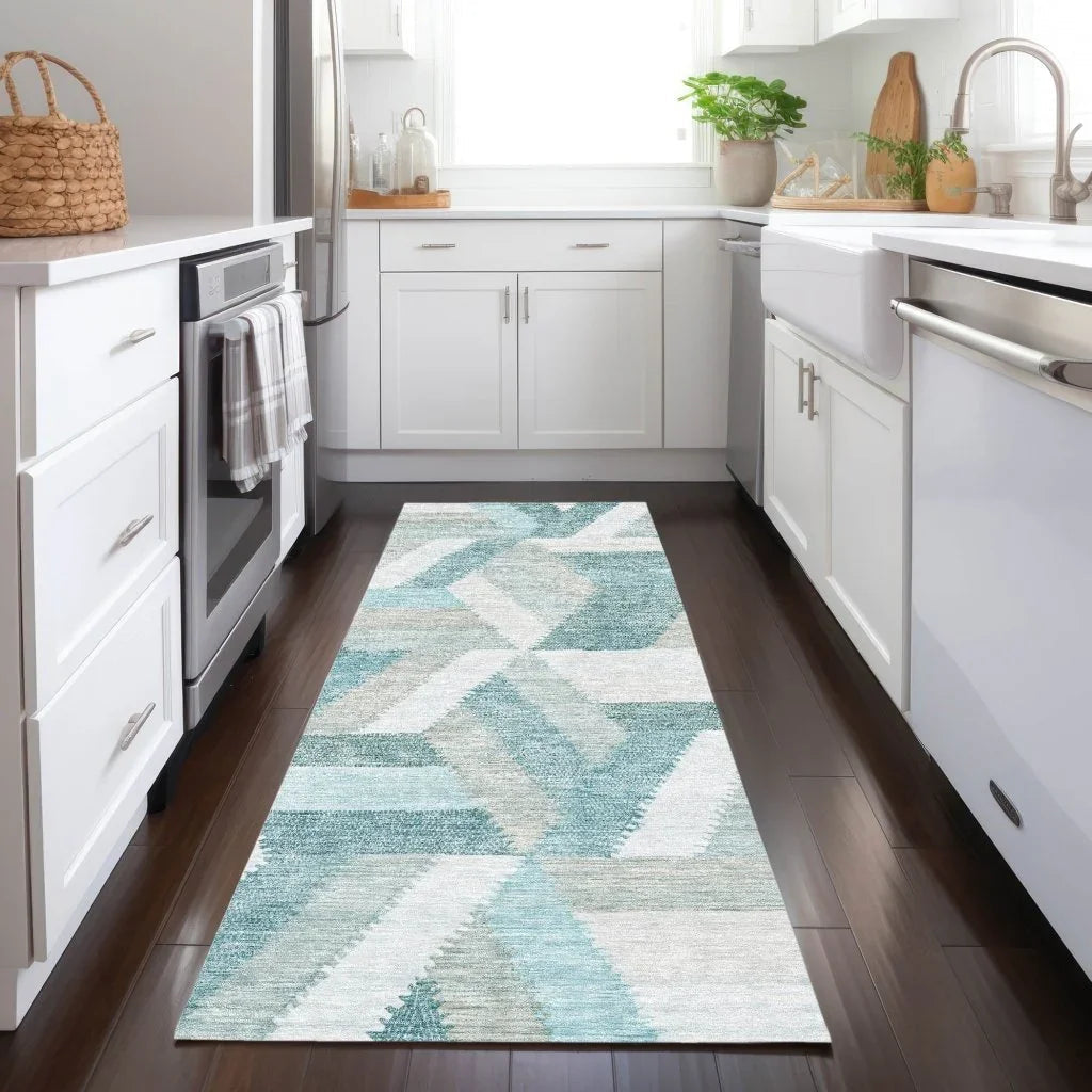LOOMLAN Rugs Viella Teal Washable Indoor-Outdoor Rug