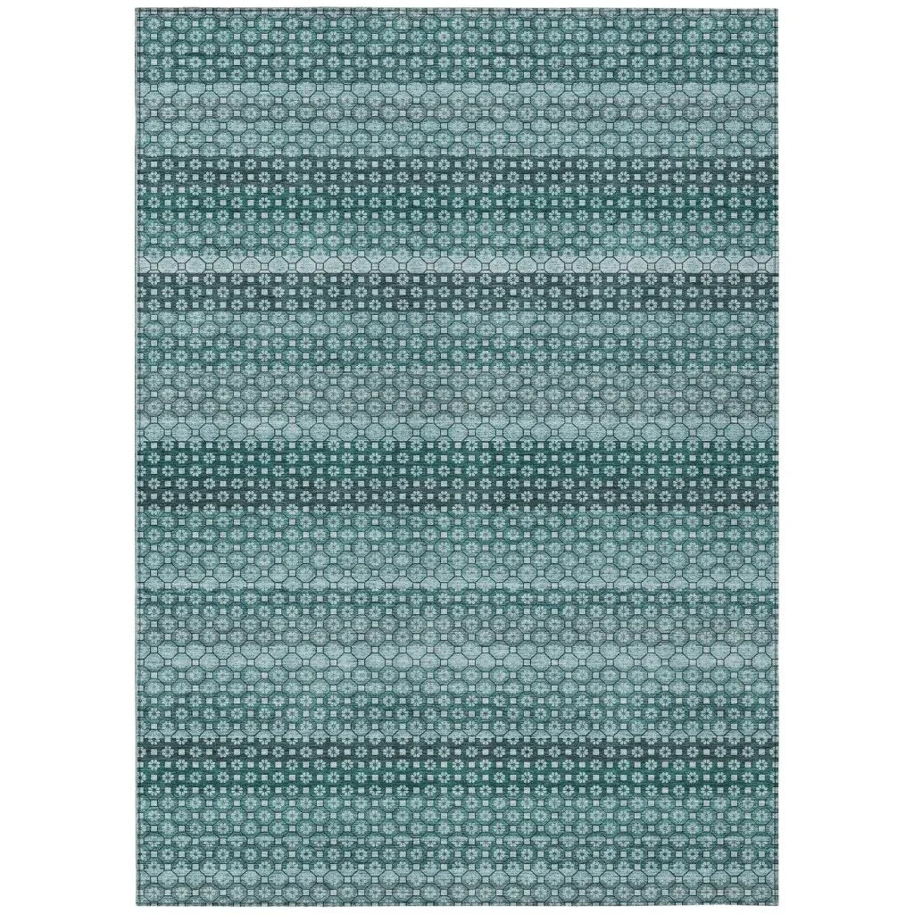 LOOMLAN Rugs Violina Teal Washable Indoor-Outdoor Rug