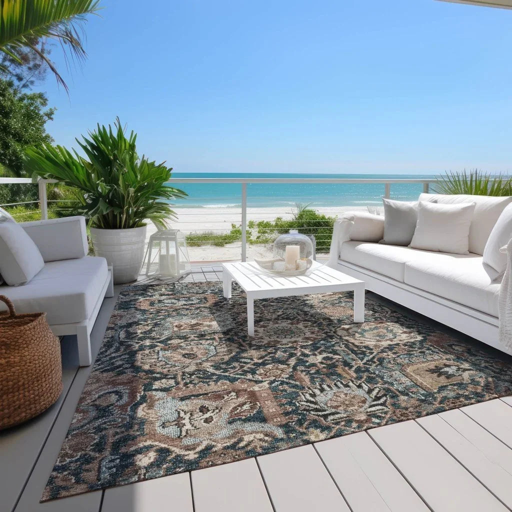 LOOMLAN Rugs Vionith Brown Washable Indoor-Outdoor Rug