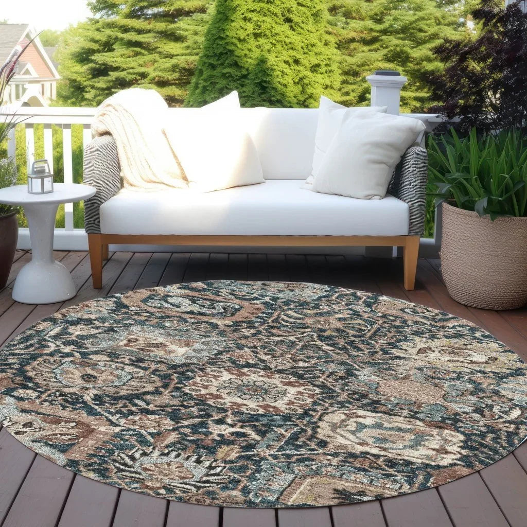 LOOMLAN Rugs Vionith Brown Washable Indoor-Outdoor Rug