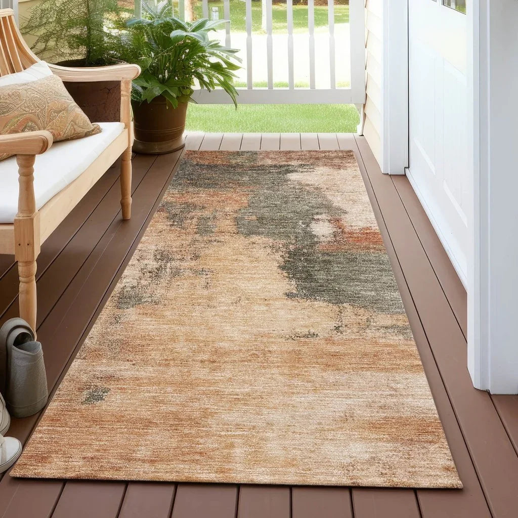 LOOMLAN Rugs Vionna Orange Washable Indoor-Outdoor Rug