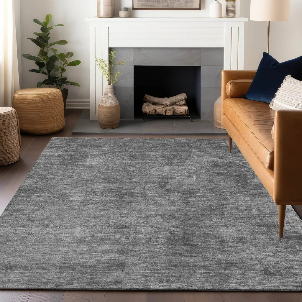 LOOMLAN Rugs Virellis Gray Washable Indoor-Outdoor Rug