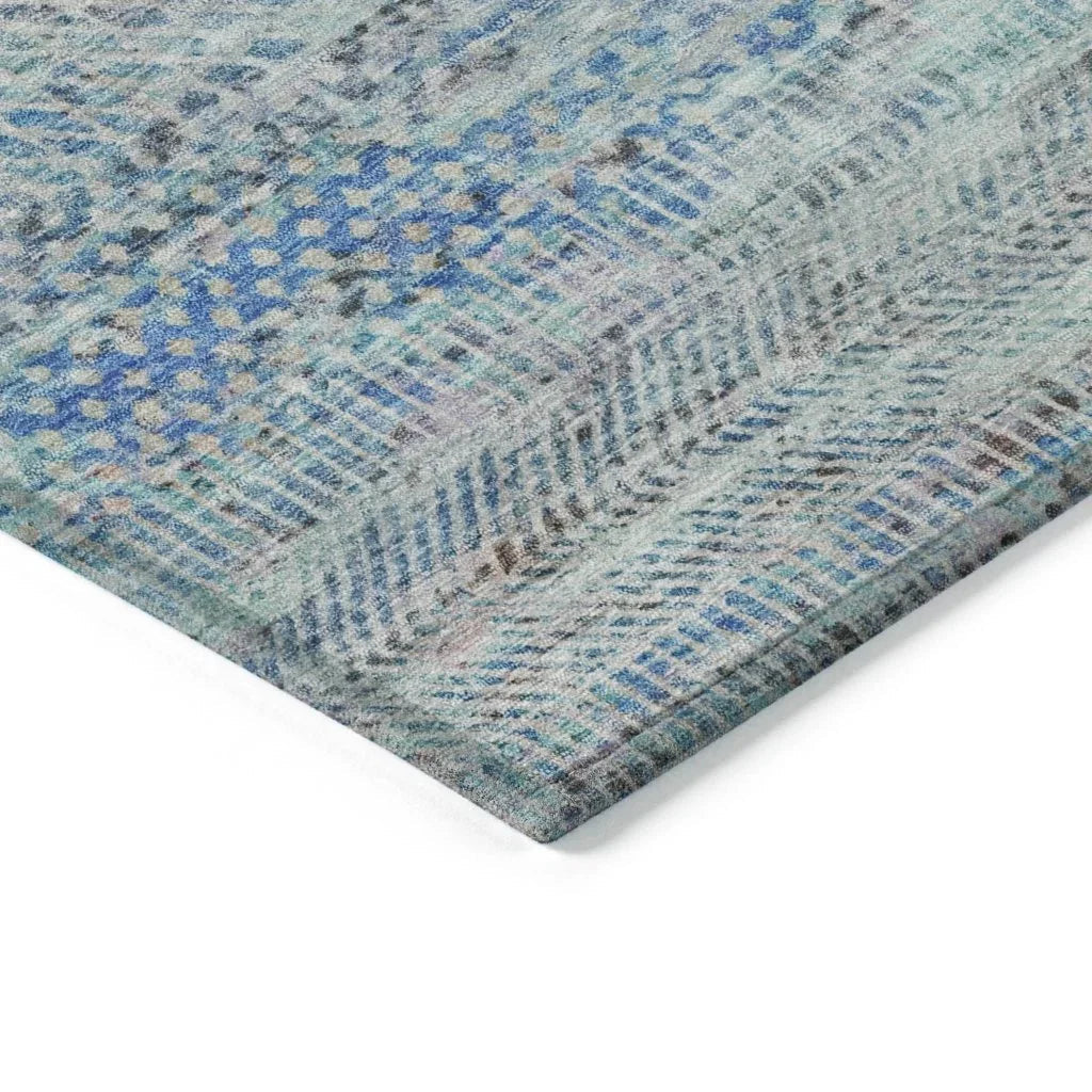 LOOMLAN Rugs Viviennea Blue Washable Indoor-Outdoor Rug
