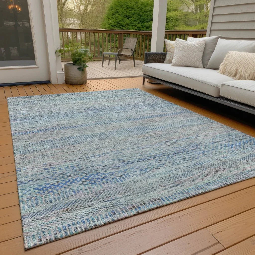 LOOMLAN Rugs Viviennea Blue Washable Indoor-Outdoor Rug