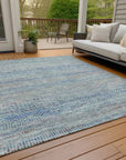 LOOMLAN Rugs Viviennea Blue Washable Indoor-Outdoor Rug