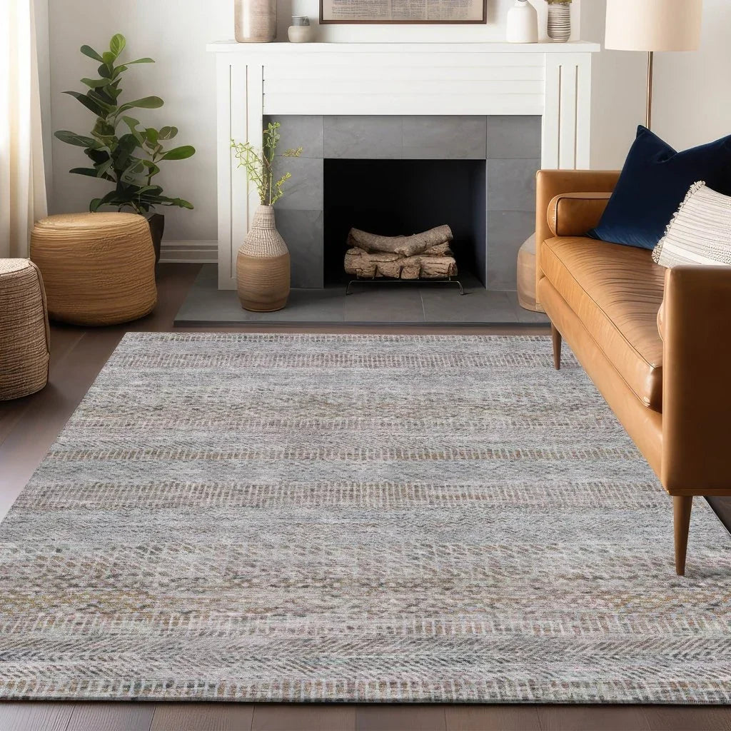 LOOMLAN Rugs Viviennea Ivory Washable Indoor-Outdoor Rug