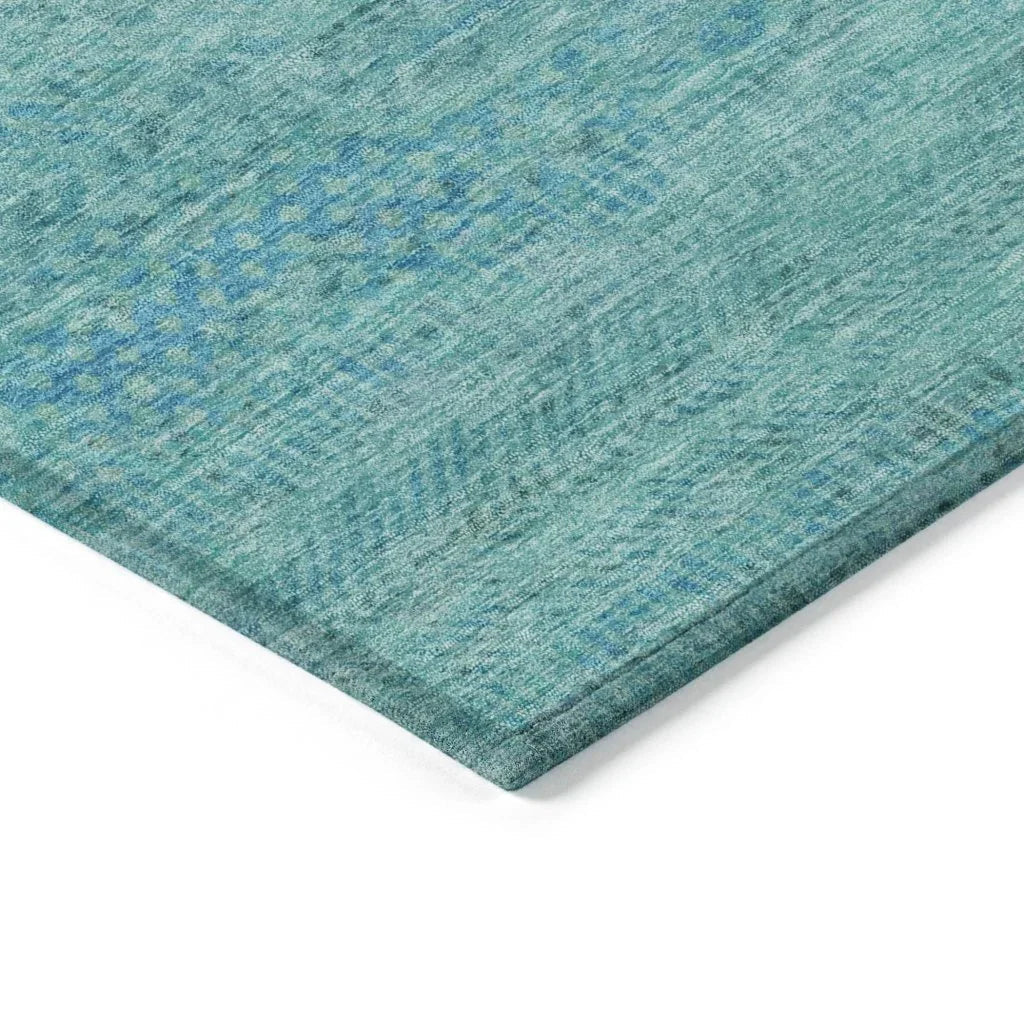 LOOMLAN Rugs Viviennea Teal Washable Indoor-Outdoor Rug