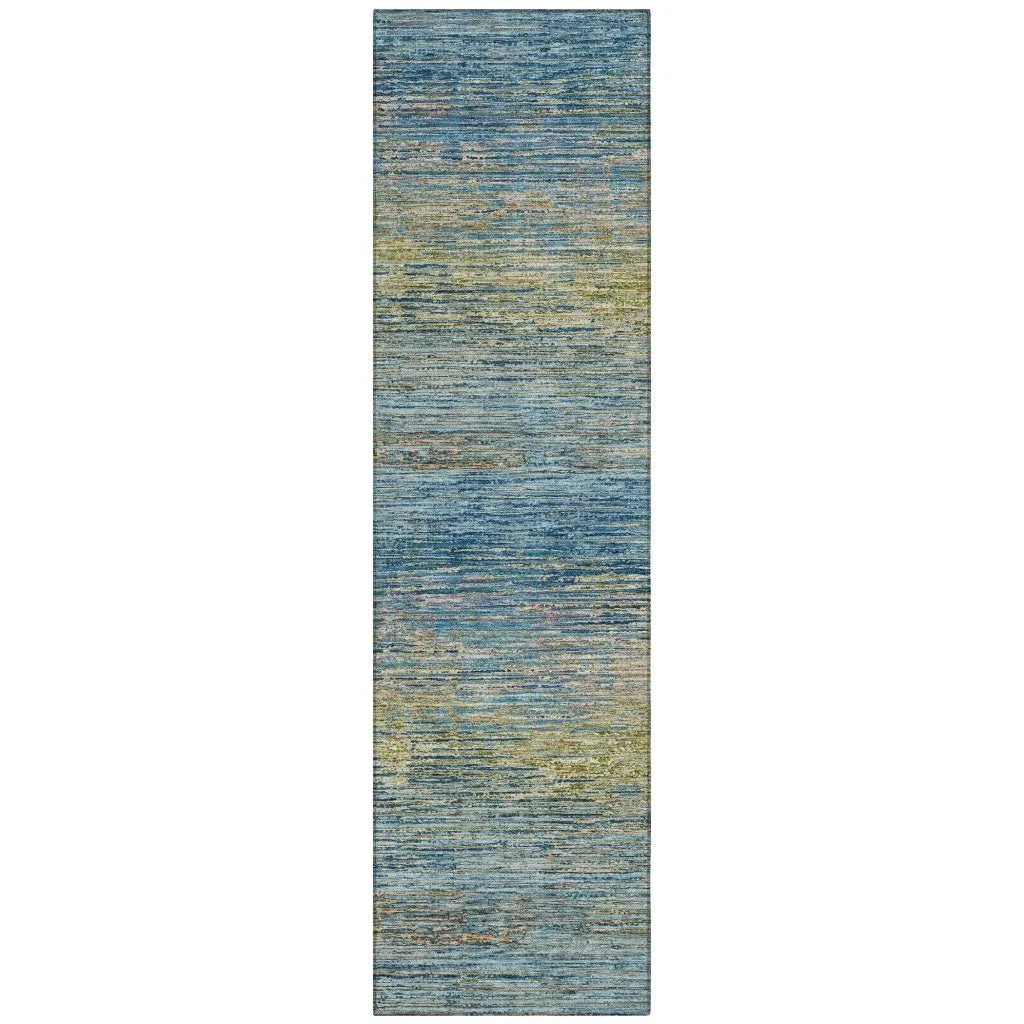 LOOMLAN Rugs Viya Blue Washable Indoor-Outdoor Rug