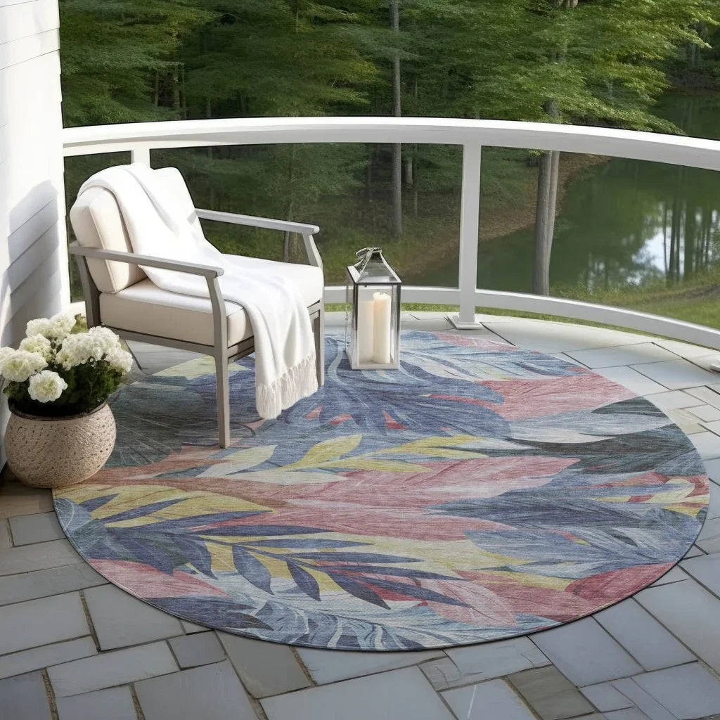 LOOMLAN Rugs Warpella Blue Washable Indoor-Outdoor Rug