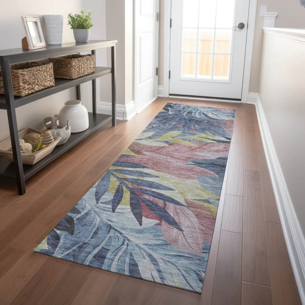 LOOMLAN Rugs Warpella Blue Washable Indoor-Outdoor Rug