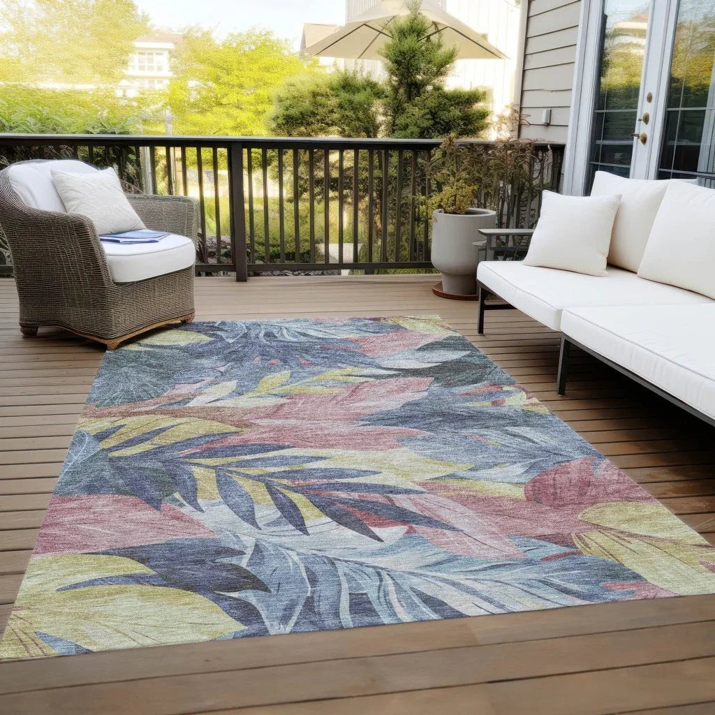 LOOMLAN Rugs Warpella Blue Washable Indoor-Outdoor Rug