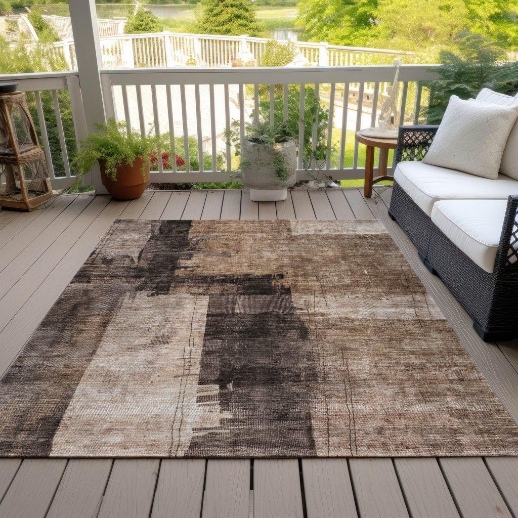 LOOMLAN Rugs Weavira Brown Washable Indoor-Outdoor Rug