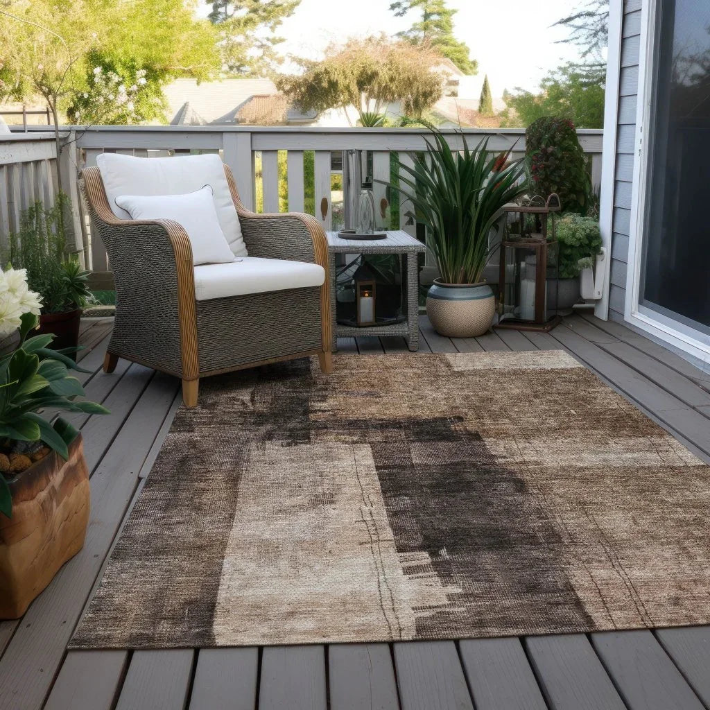 LOOMLAN Rugs Weavira Brown Washable Indoor-Outdoor Rug