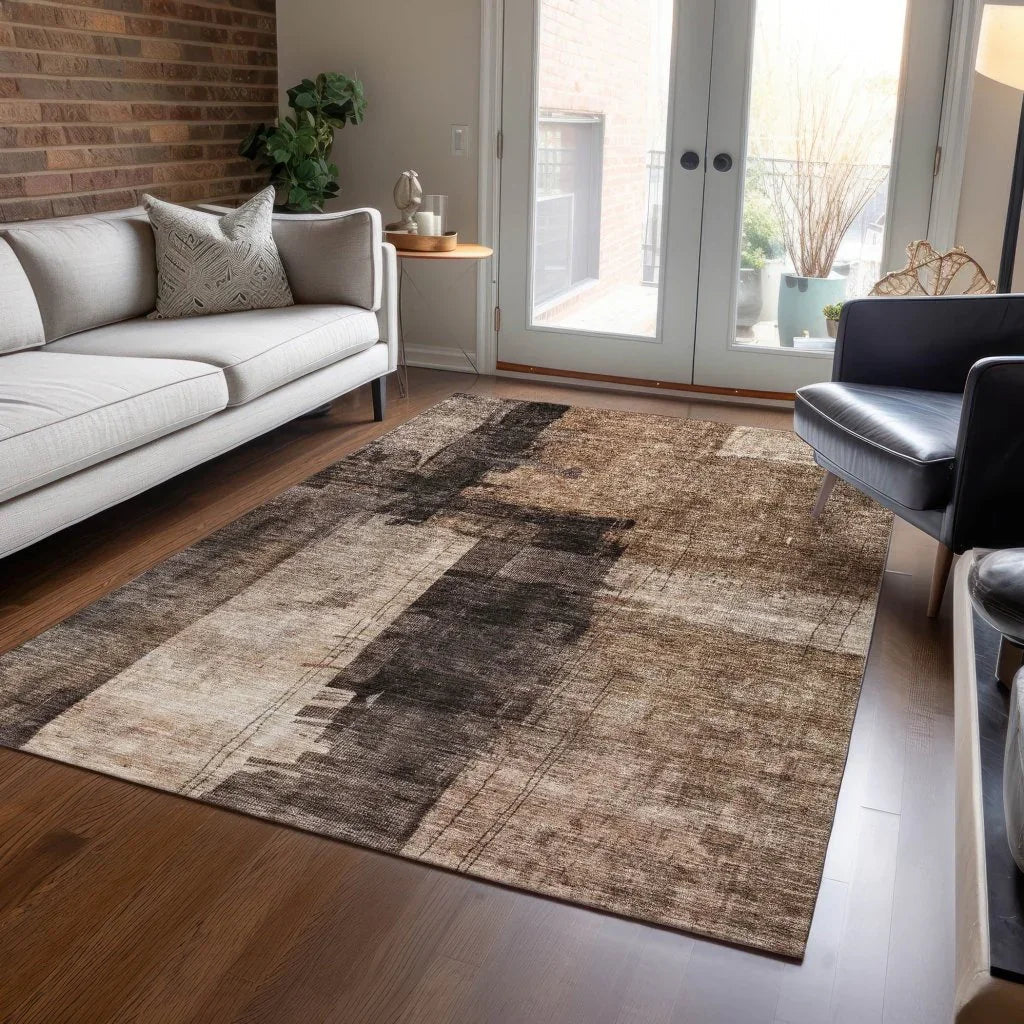 LOOMLAN Rugs Weavira Brown Washable Indoor-Outdoor Rug