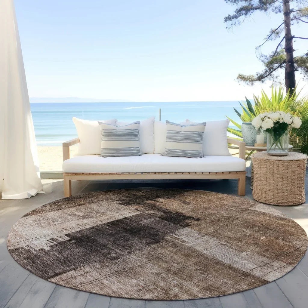 LOOMLAN Rugs Weavira Brown Washable Indoor-Outdoor Rug