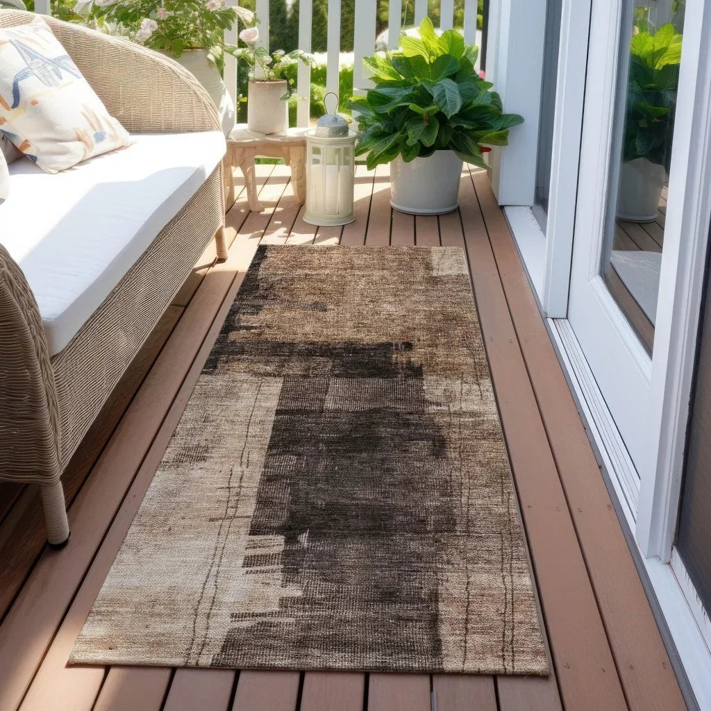 LOOMLAN Rugs Weavira Brown Washable Indoor-Outdoor Rug