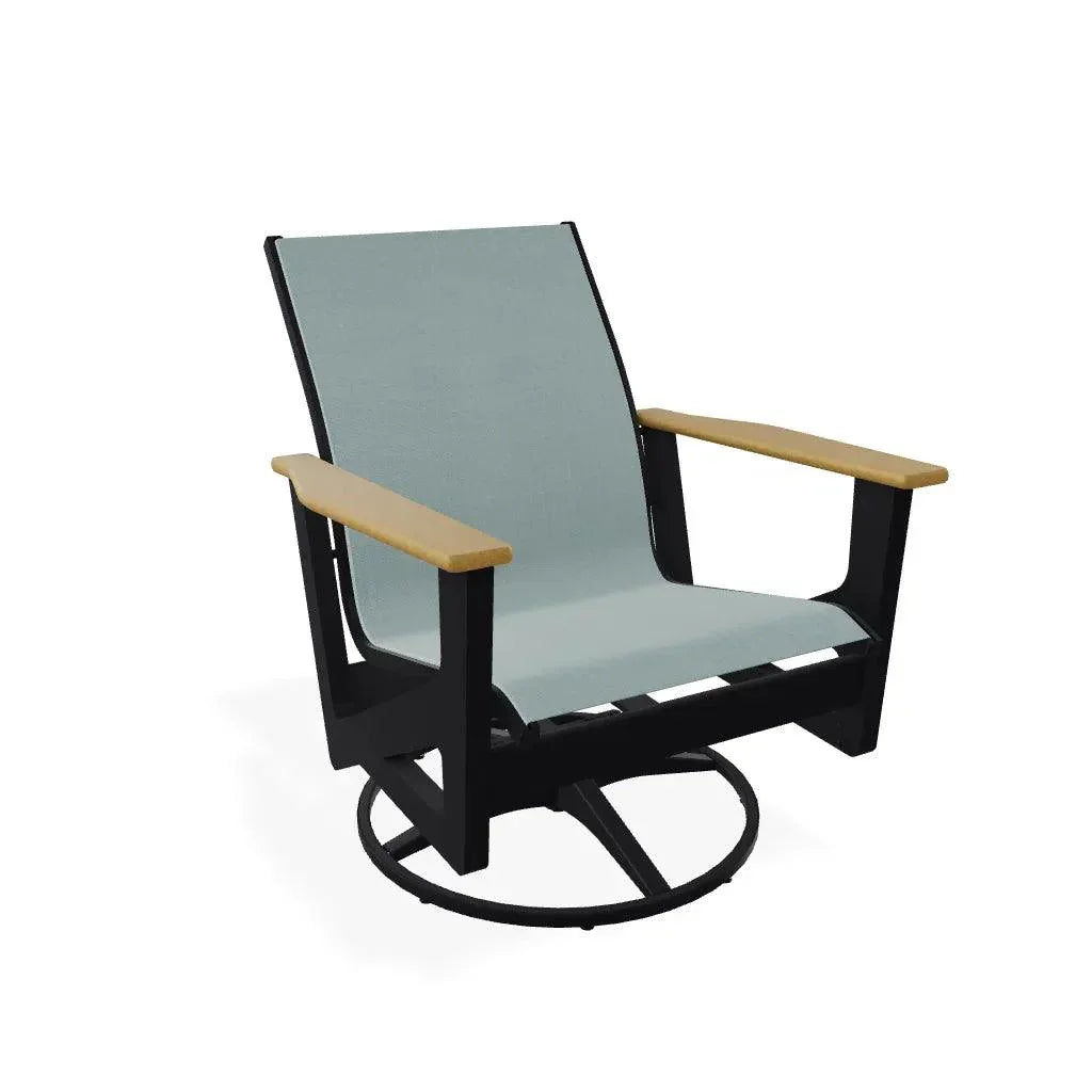 Wexler Sling Chat Height Swivel Rocker Polymer Arms - LOOMLAN - Telescope - Outdoor Accent Chairs