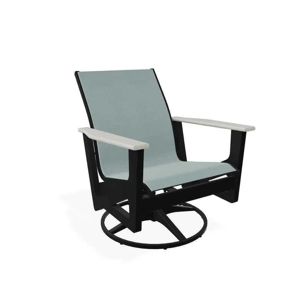 Wexler Sling Chat Height Swivel Rocker Polymer Arms - LOOMLAN - Telescope - Outdoor Accent Chairs