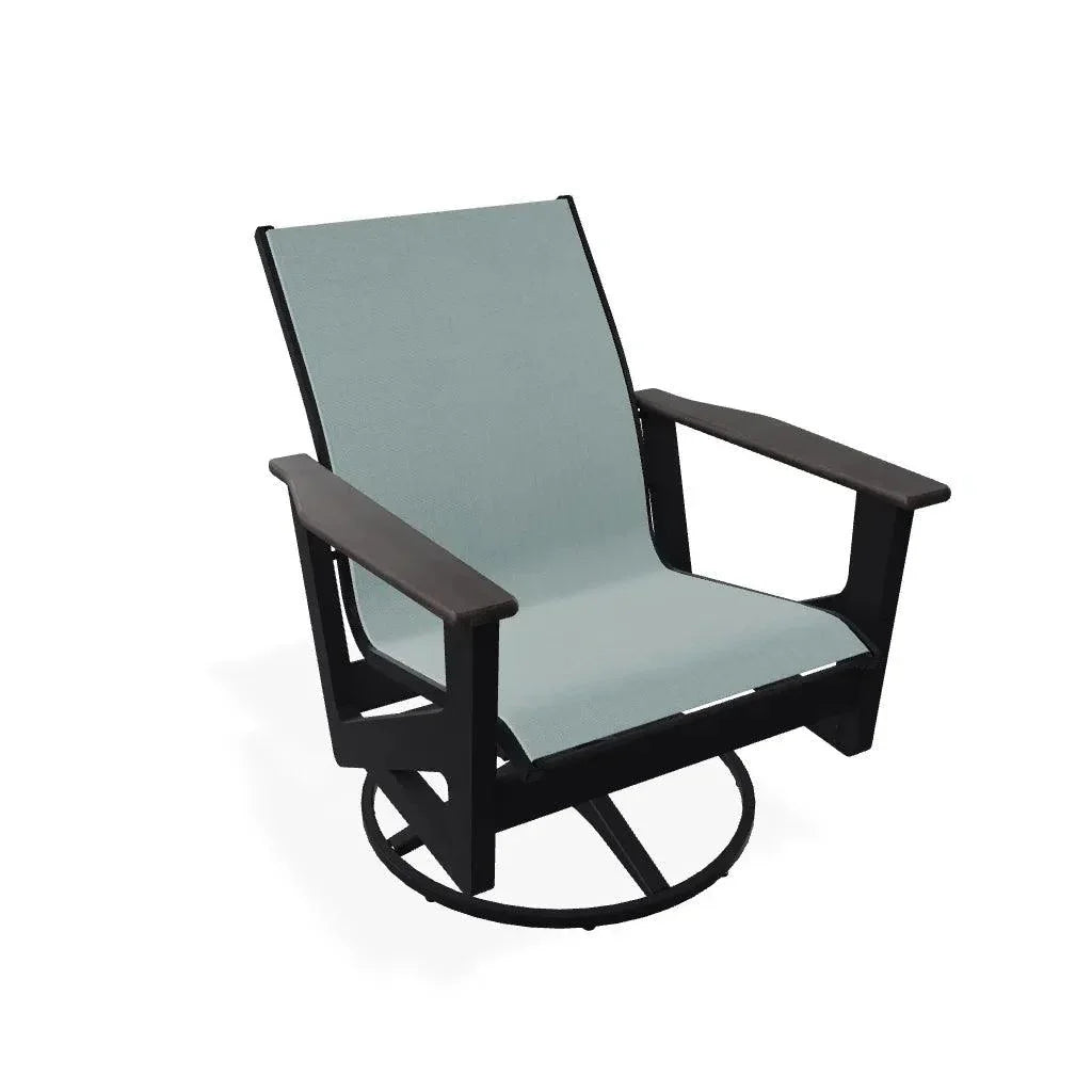 Wexler Sling Chat Height Swivel Rocker Polymer Arms - LOOMLAN - Telescope - Outdoor Accent Chairs