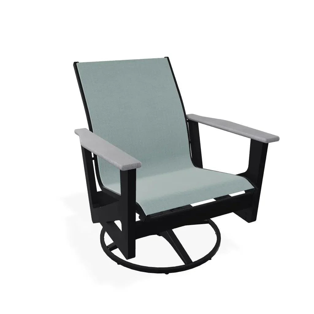Wexler Sling Chat Height Swivel Rocker Polymer Arms - LOOMLAN - Telescope - Outdoor Accent Chairs