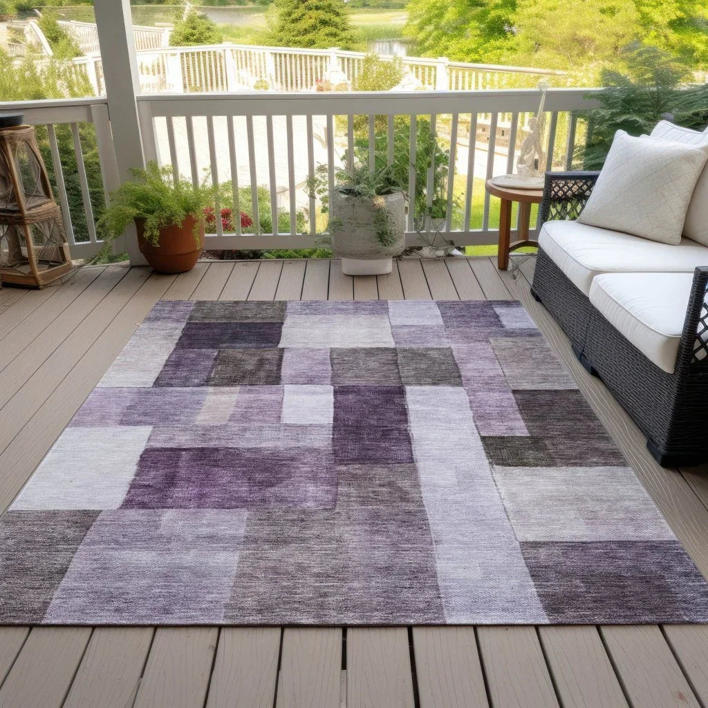 LOOMLAN Rugs Wovari Purple Washable Indoor-Outdoor Rug