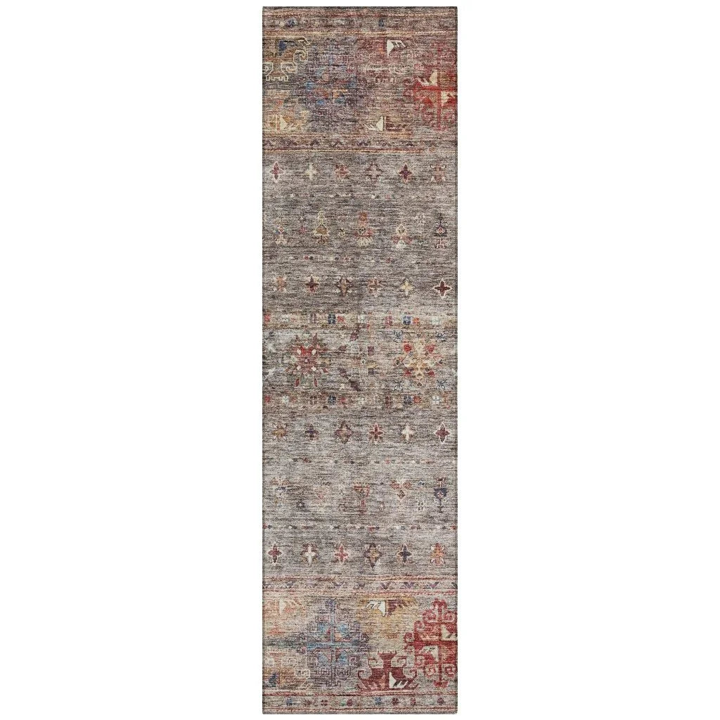 LOOMLAN Rugs Yaniqa Gray Washable Indoor-Outdoor Rug