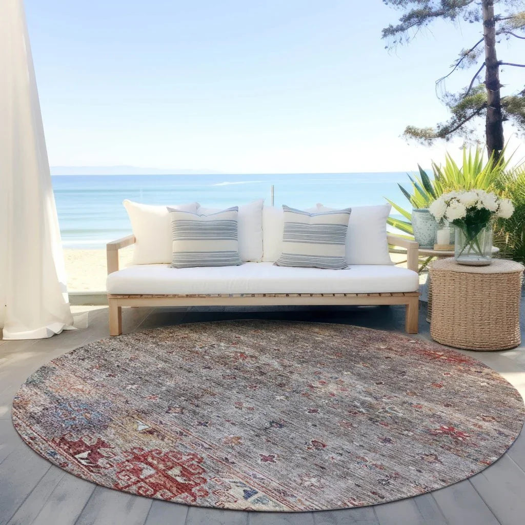 LOOMLAN Rugs Yaniqa Gray Washable Indoor-Outdoor Rug
