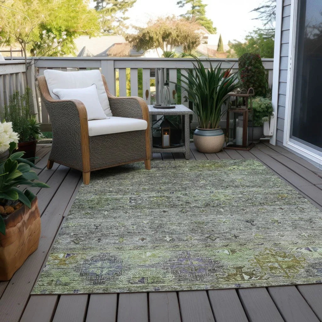 LOOMLAN Rugs Yaniqa Green Washable Indoor-Outdoor Rug