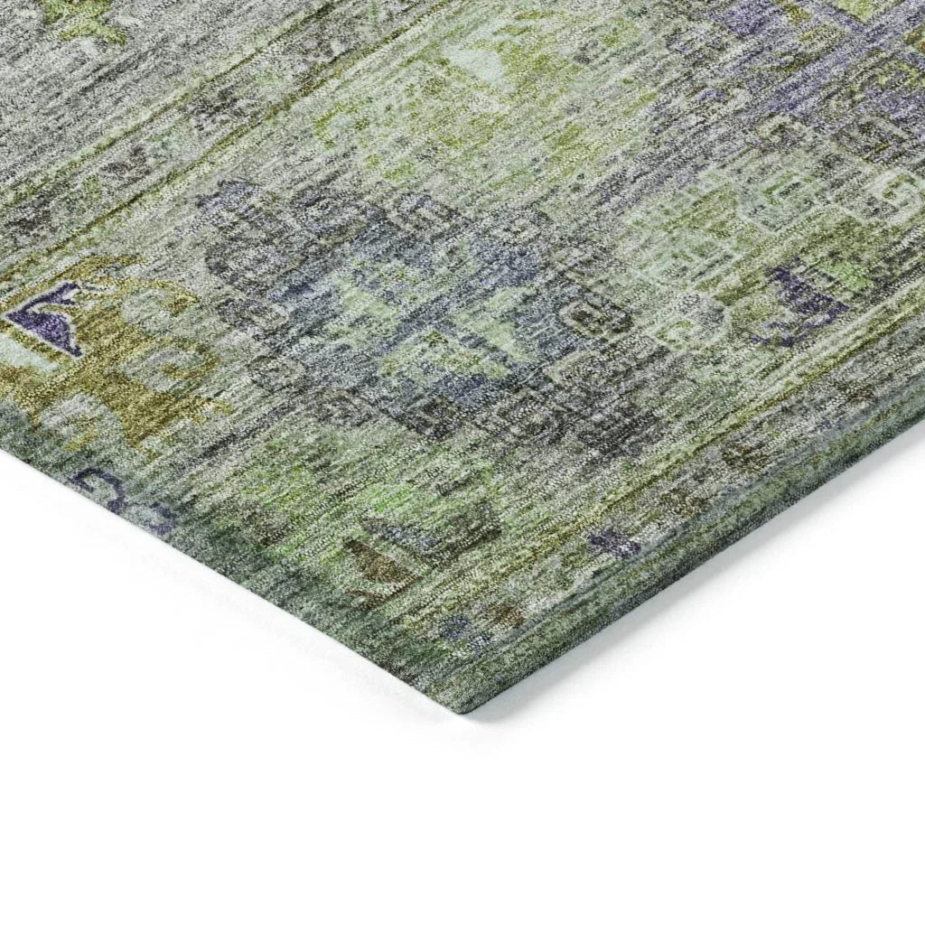 LOOMLAN Rugs Yaniqa Green Washable Indoor-Outdoor Rug