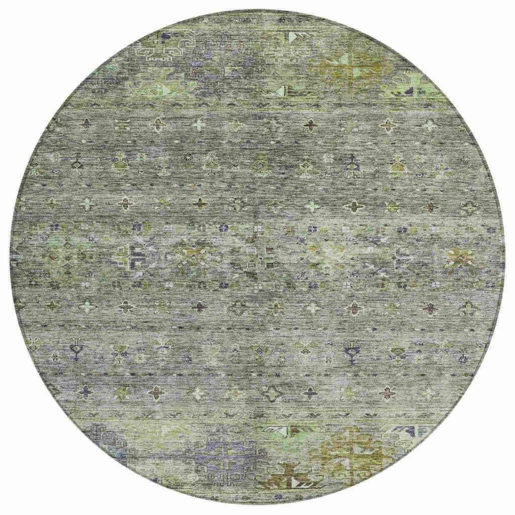 LOOMLAN Rugs Yaniqa Green Washable Indoor-Outdoor Rug