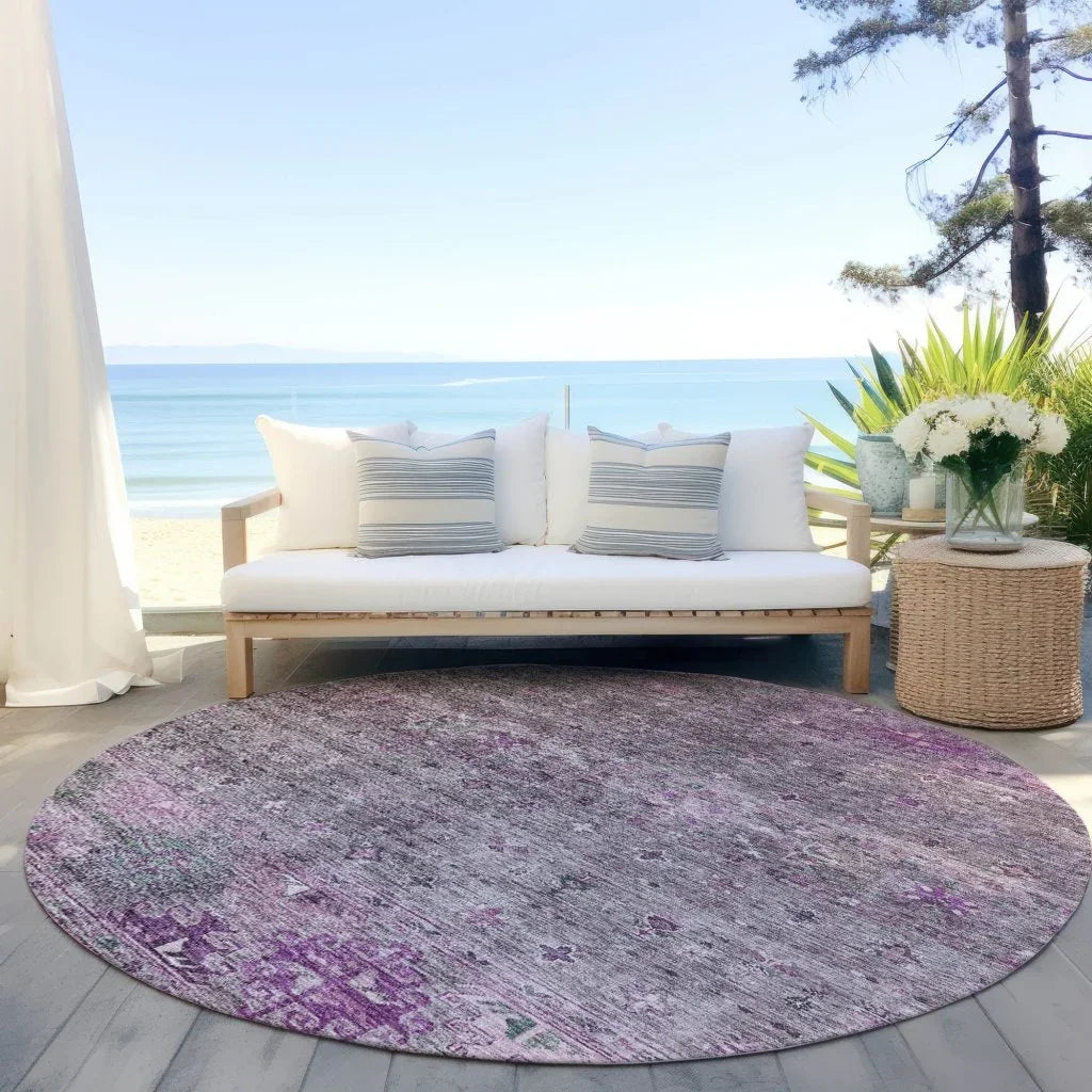 LOOMLAN Rugs Yaniqa Purple Washable Indoor-Outdoor Rug