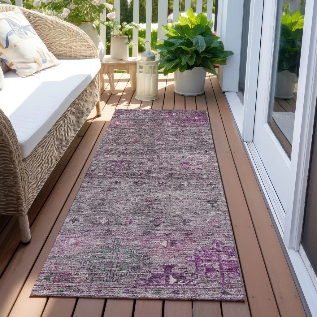 LOOMLAN Rugs Yaniqa Purple Washable Indoor-Outdoor Rug