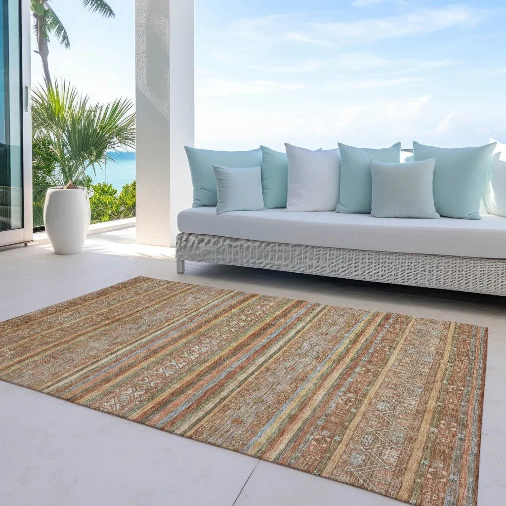 LOOMLAN Rugs Ysadora Orange Washable Indoor-Outdoor Rug
