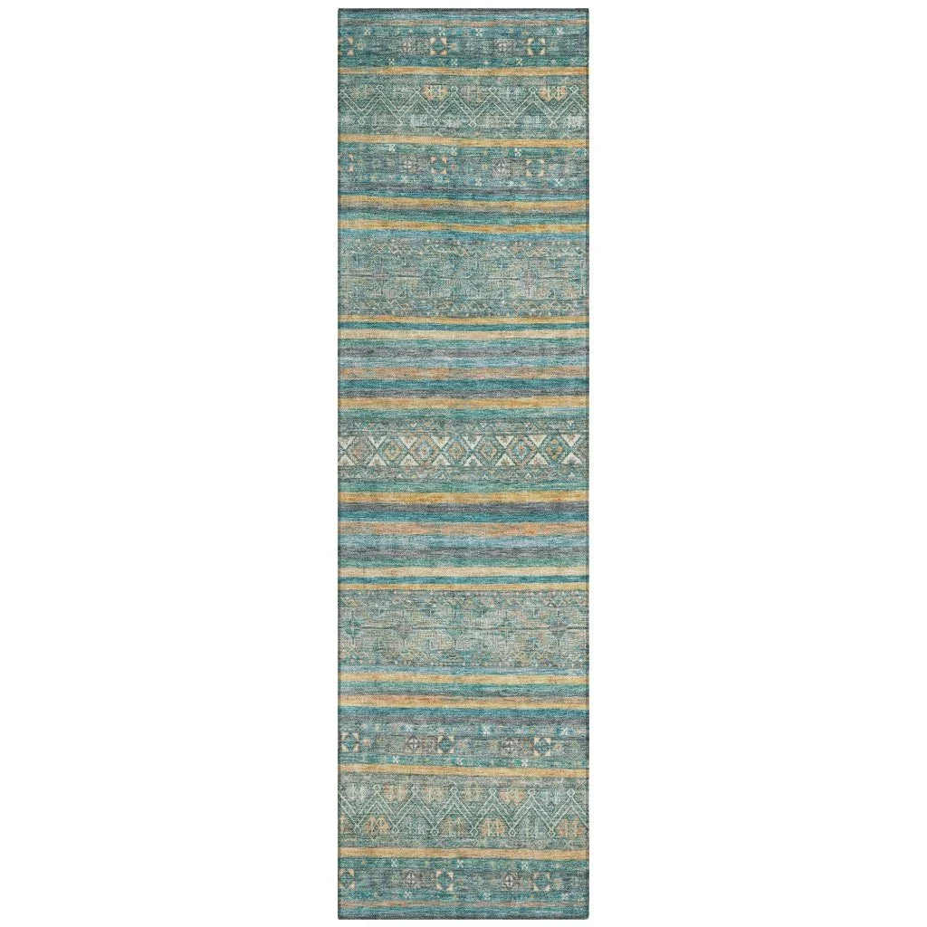 LOOMLAN Rugs Ysadora Teal Washable Indoor-Outdoor Rug