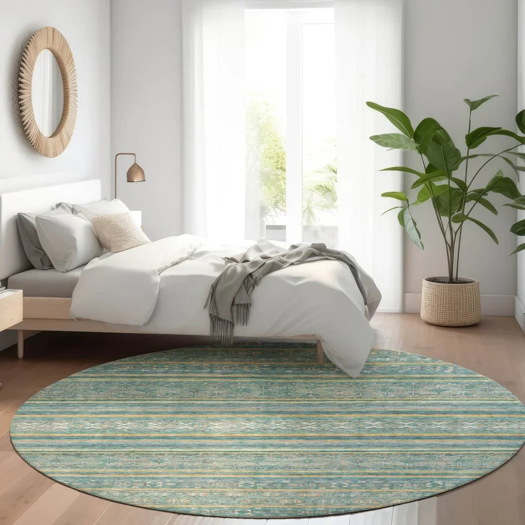 LOOMLAN Rugs Ysadora Teal Washable Indoor-Outdoor Rug