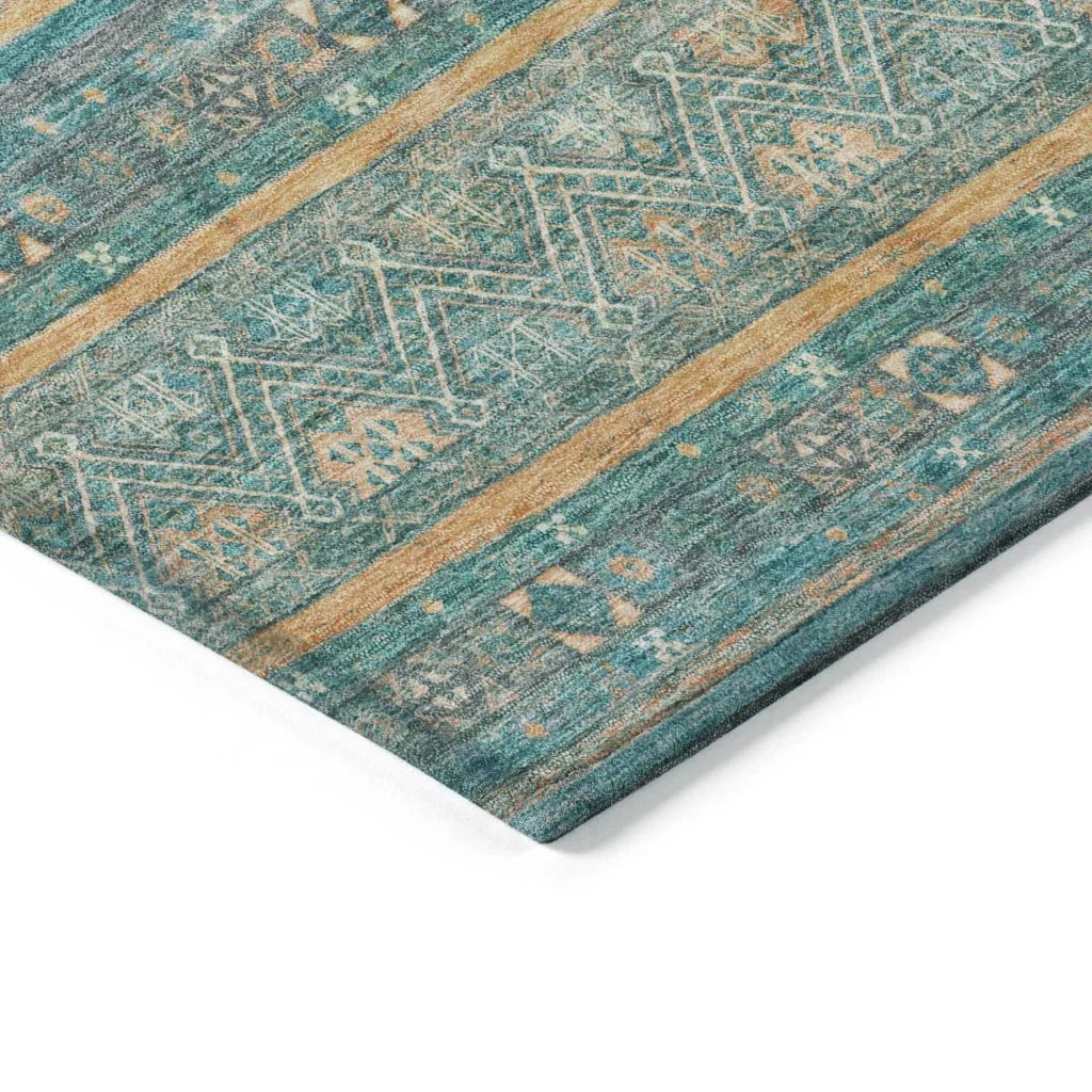 LOOMLAN Rugs Ysadora Teal Washable Indoor-Outdoor Rug