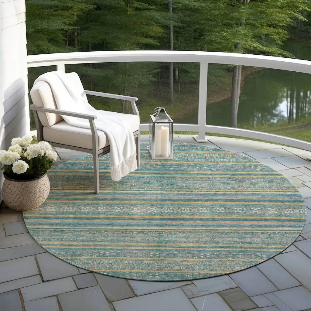 LOOMLAN Rugs Ysadora Teal Washable Indoor-Outdoor Rug