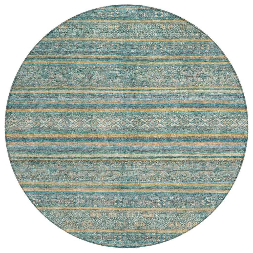 LOOMLAN Rugs Ysadora Teal Washable Indoor-Outdoor Rug