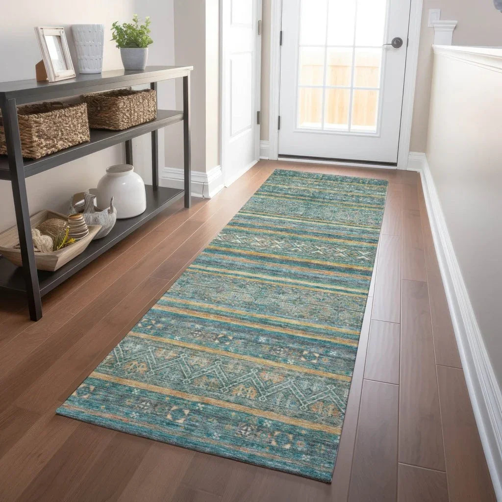 LOOMLAN Rugs Ysadora Teal Washable Indoor-Outdoor Rug