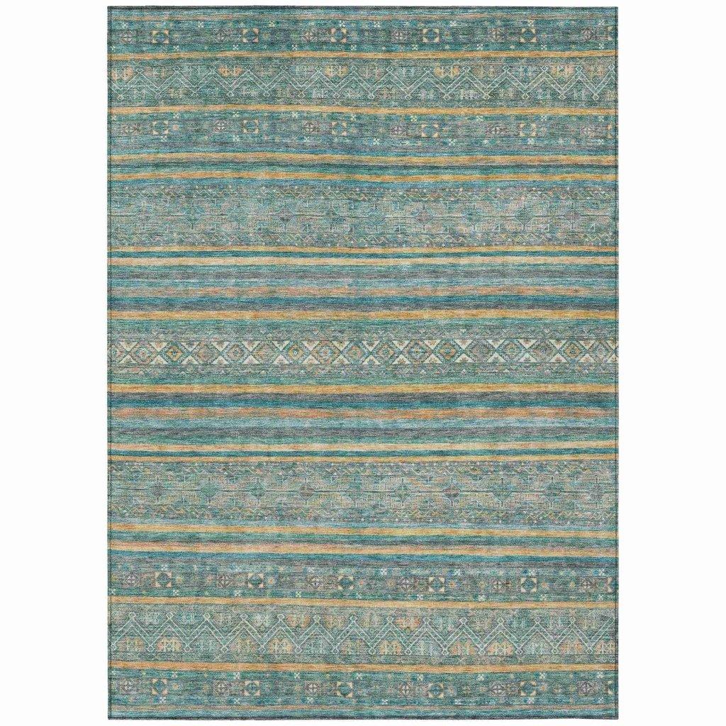 LOOMLAN Rugs Ysadora Teal Washable Indoor-Outdoor Rug