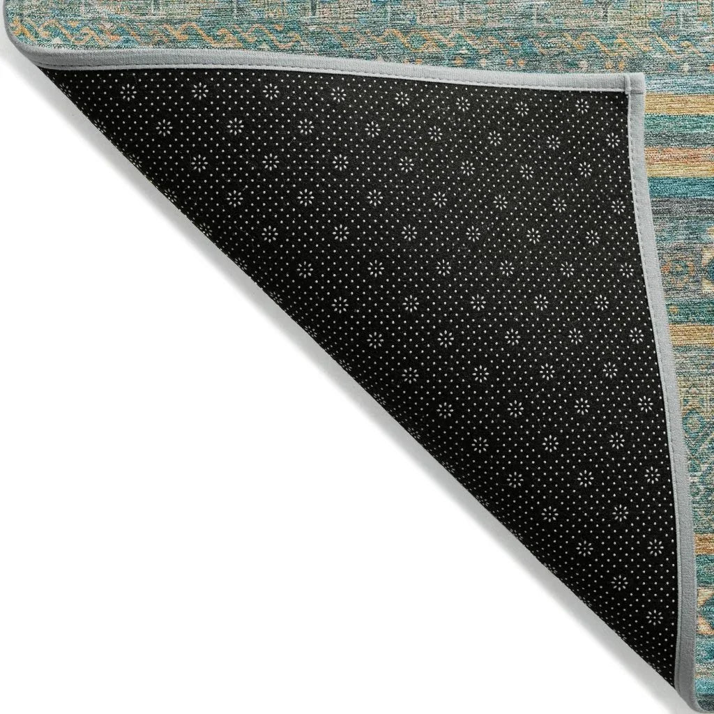 LOOMLAN Rugs Ysadora Teal Washable Indoor-Outdoor Rug