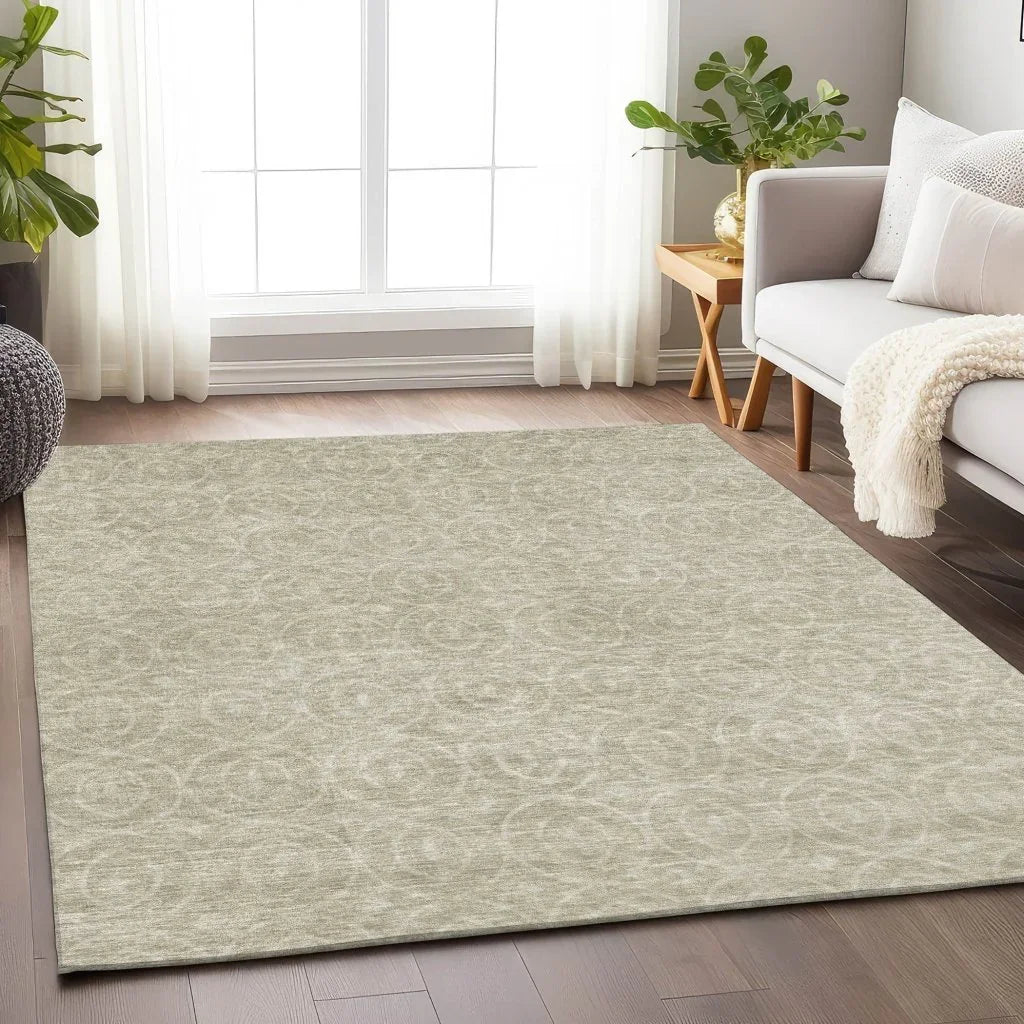 LOOMLAN Rugs Zafrine Beige Washable Indoor-Outdoor Rug
