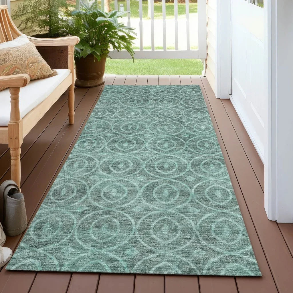 LOOMLAN Rugs Zafrine Teal Washable Indoor-Outdoor Rug